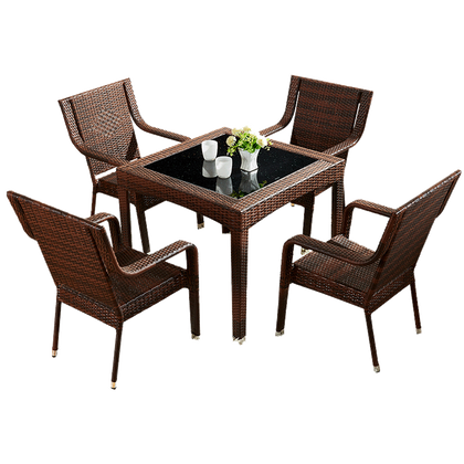 [Brown Or Black] Outdoor Table And Chair Outdoor Rattan Chair Three Piece Balcony Table And Chair Combination Courtyard Leisure Table And Chair Garden Outdoor Terrace Table And Chair