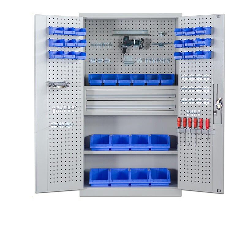 Heavy Duty Tool Cabinet Gray White Inner Two Draw 2-layer Plate Mesh 1000 * 500 * 1800mm Hardware Tool Factory Workshop Storage And Finishing Cabinet