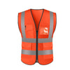 Reflective Vest Zipper Multi Pocket Reflective Vest Fluorescent Orange Car Traffic Safety Warning Vest Reflective Strips Environmental Sanitation Construction Duty Riding Safety Suit