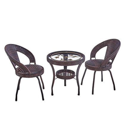 Three Piece Rice White Balcony Table Chair Rattan Chair Outdoor Courtyard Leisure Chair Tea Table Combination
