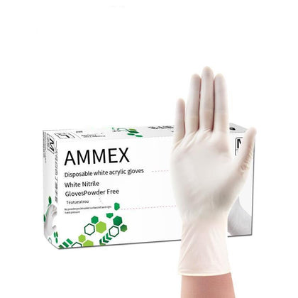 Disposable Gloves White Food Grade Kitchen Housework Waterproof Rubber Nitrile Butadiene Acrylic Latex Laboratory [Type] White Acrylic One Box 100 Pieces