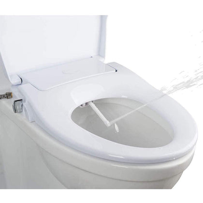 IBAMA Toilet Bidet Non-Electric Mechanical Water Toilet Seat Attachable Bidet-Dual Nozzle