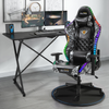 ECVV RGB LED Gaming Chair and Gaming Desk Set Plus Size Oil Wax Leather Chair with Carbon Fiber Textured Gaming Table for E-sports Player Gaming Anchor