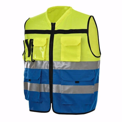 Yellow With Dark Blue Safety Vest High Warning Reflective Clothing Reflective Vest For Construction Workers