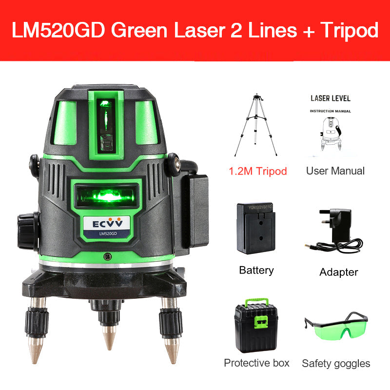 ECVV Green Laser Level with 1.2M Adjustable Height Tripod 360 Degree Self-leveling Cross Marking Instrument with 1.2M Aluminum Alloy Tripod