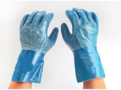 Lengthened Oil Proof Gloves Chemical Proof Gloves Acid And Alkali Resistant Abrasion Resistant Protection Labor Gloves L-Size Single Pair