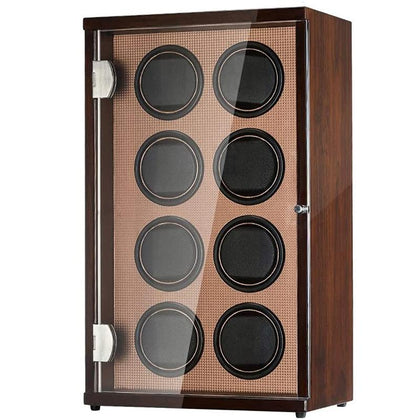 CHIYODA Watch Winder, 8 Watch Winder For Men's And Women's Automatic Watch With 8 Mabuchi Motor, LCD Digital Display And High Gloss Brown