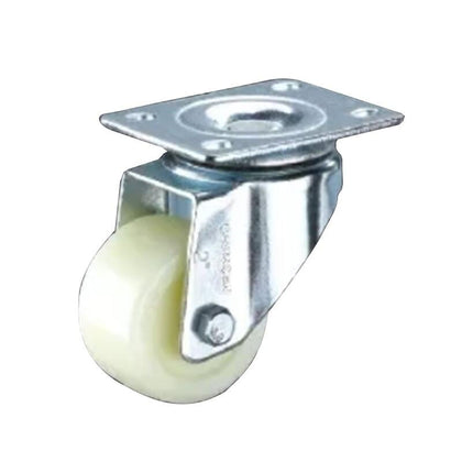 1.5 Inch Plate Swivel Caster 4pcs Pack Mid-Light Duty Cream Color PP Wheels with Derlin Bearing Flat Bottom Movable Beige Polypropylene Casters - 4pcs