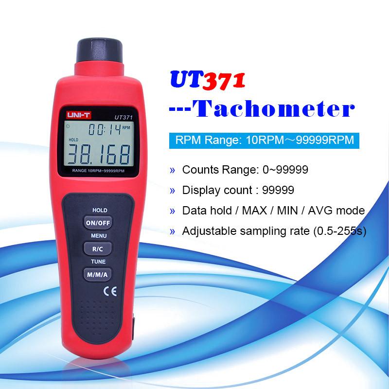 UNI-T Tachometer 99999 Counts New Air Speed Anemometro Data Hold Non-Contact Digital Professional Tachometers UT371