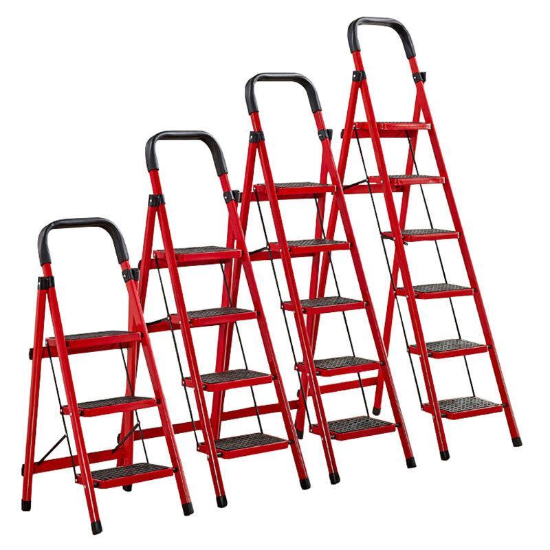 Red Ladder Folding Ladder Multi Function Ladder Thickened Miter Ladder Portable Multi Purpose Storage Ladder Four Step Ladder 142cm