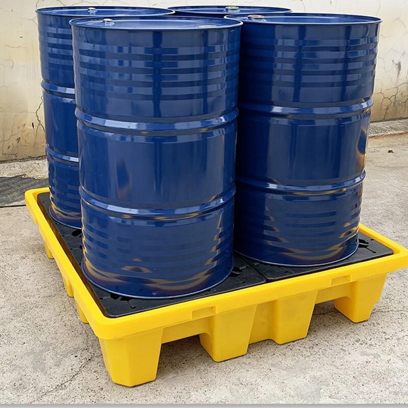[Injection Molding Double Barrel Platform 1300 * 680 * 150mm] Leakage Proof Tray Leakage Proof Platform Chemical Warehouse Oil Barrel Hazardous Waste Liquid Oil Tray Plastic Forklift Tray