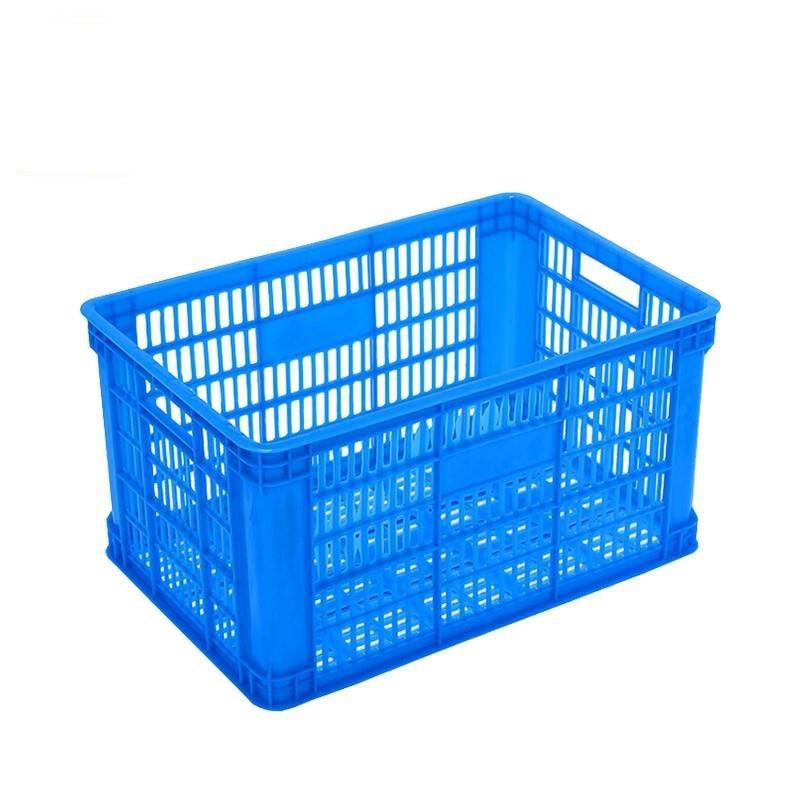 6 Pieces Plastic Basket Turnover Basket Rectangular Thickened Fruits Large Vegetables Wholesale Frame Logistics Turnover Box 450 * 305 * 240mm Blue