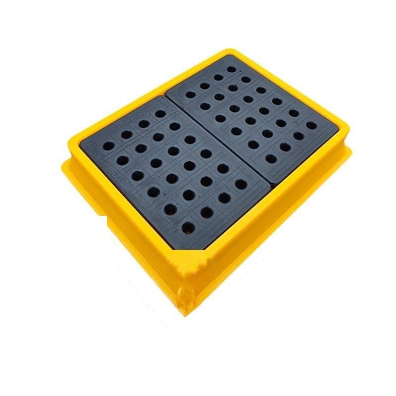 [Injection Molding Four Barrel Tray 1300 * 1300 * 300mm] Leakage Proof Tray Leakage Proof Platform Chemical Warehouse Oil Barrel Hazardous Waste Liquid Oil Tray Plastic Forklift Tray