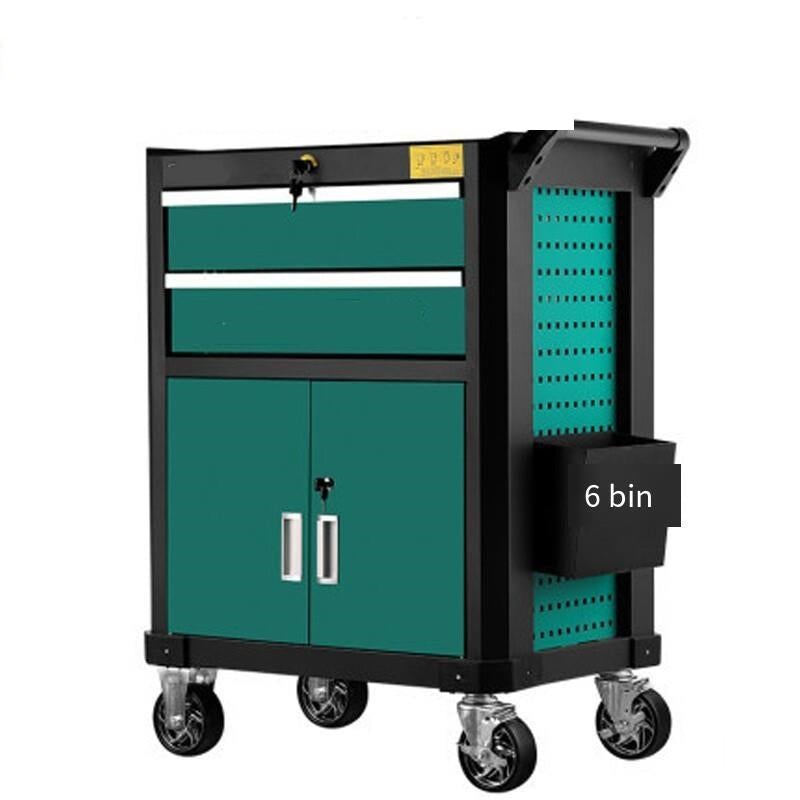 Tool Car Trolley Auto Repair Tool Cabinet, 2 Extraction, Mobile Multi-layer Trolley, Hardware Storage Cabinet, Multi-functional Parts Cabinet, Double Extraction, Green And Black