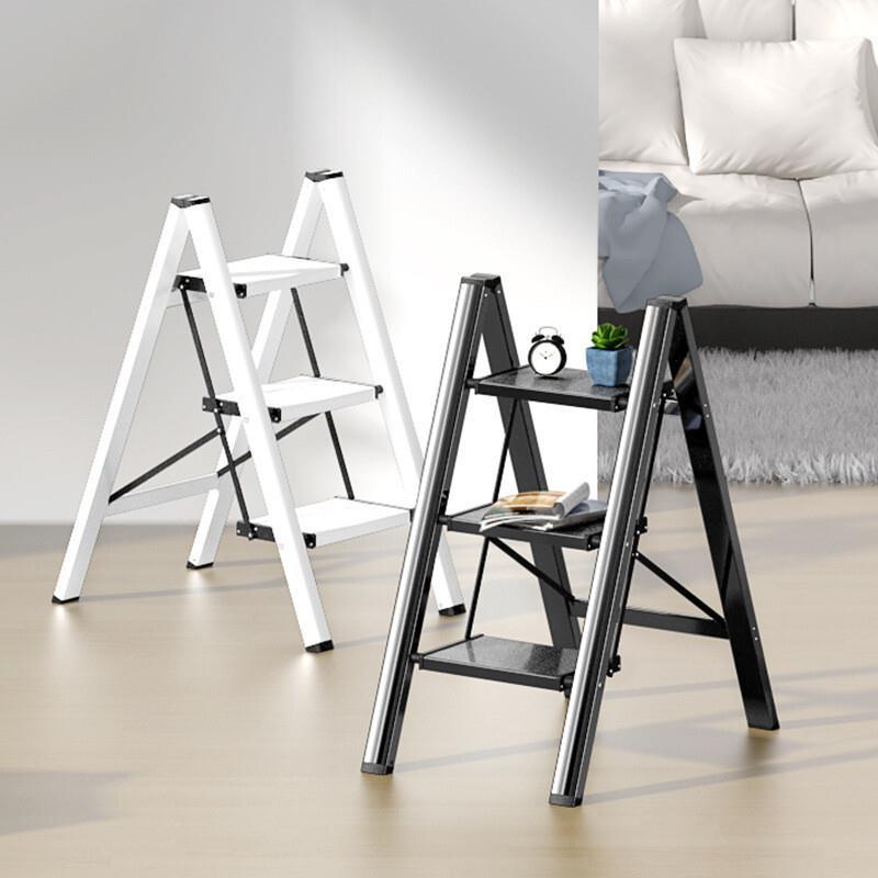 Aluminum Alloy Climbing Ladder, Climbing Stool, Portable Shelf, Multi-function Flower Rack, Ladder, Folding Ladder, Two-step Elegant Black