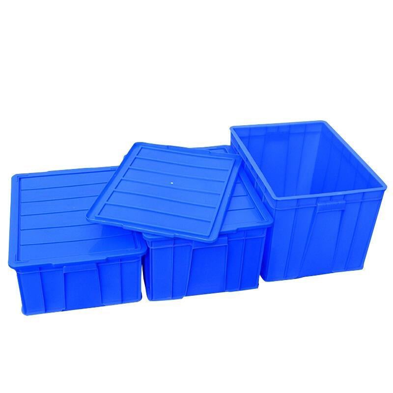 Turnover Box Plastic Parts Box Material Storage Box Finishing Box Accessories Box Rubber Frame Hardware Tool Box Rectangular Box Blue With Cover