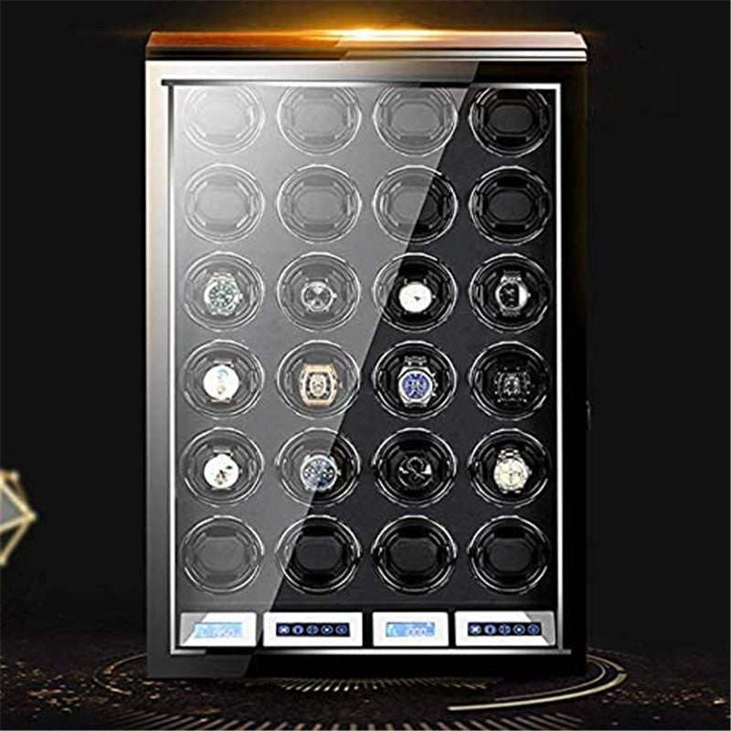 CHIYODA Watch Winder For 24 Watches, Automatic Watch Box With Quiet Mabuchi Motor & LCD Touch Screen & Remote Control