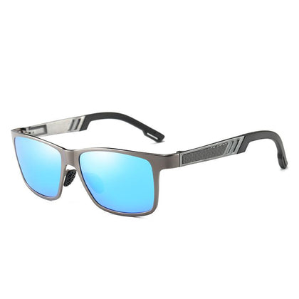 NALANDA Blue Square Polarized Aviator Sunglasses With UV400 Mirrored Lens PC Frame, Mens Womens Glasses For Outdoor Travel Driving Daily Use