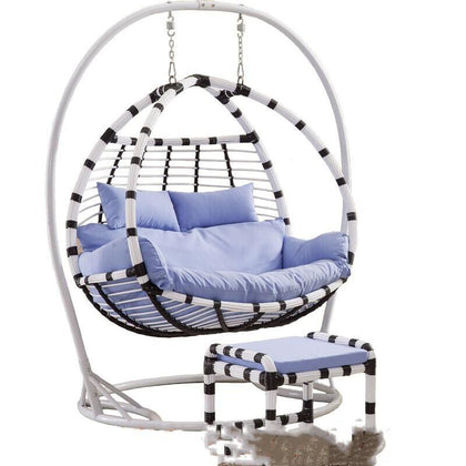 Hanging Basket Hanging Chair Indoor Double Swing Hammock Balcony Hanging Basket Chair Adult Cradle Chair Black And White Thick Rattan